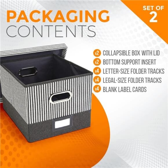 File Organizer Box - File Box, Filing Box, Decorative File Storage Box, Storage - Picture 5 of 7